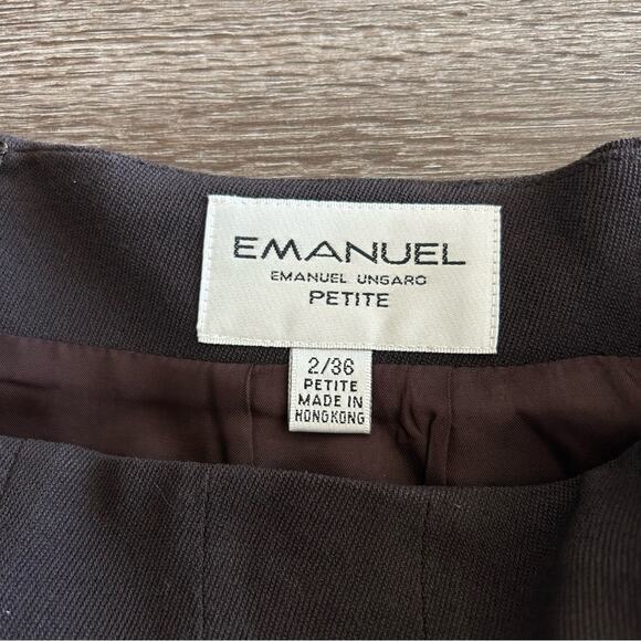 Vintage Emanuel Ungaro Brown Skirt Size 2 Petite Elegant Classic EUC Workwear - Picture 2 of 8